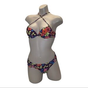 Recco Size Small Brazilian bright floral print bikini. New With Tags
